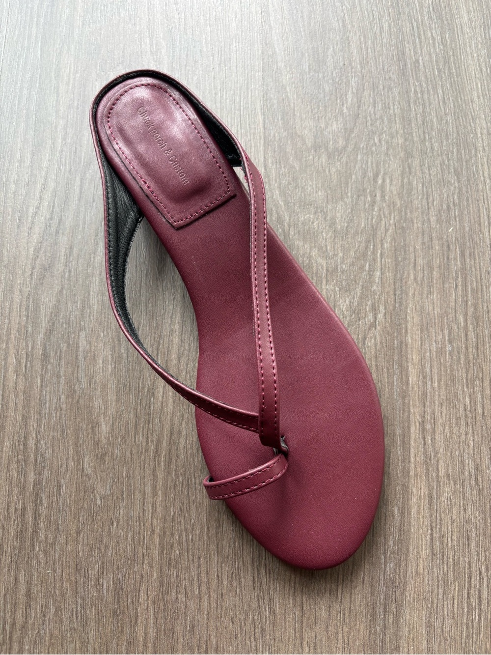 Commense Women's Burgundy Toe-Loop Slide Sandal